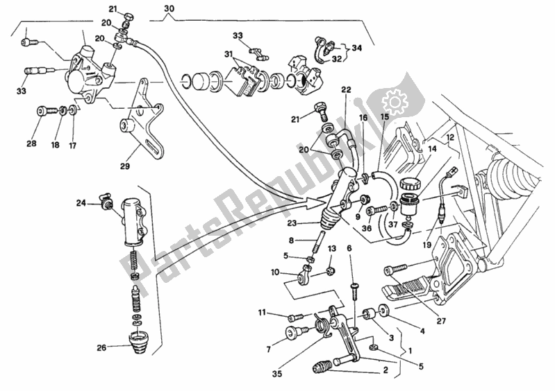 Alle onderdelen voor de Achter Remsysteem van de Ducati Supersport 600 SS 1991